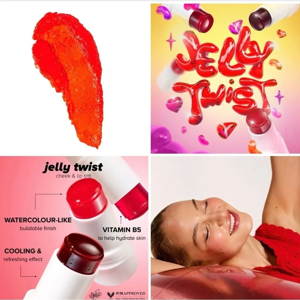 Lottie London Jelly Twist “Coral Crush” Lip & Cheek Stain NEW IN BOX